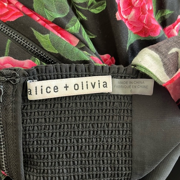 Alice + Olivia Ginny Ruffle Sleeve Romantic Floral Print Mini Dress Size 6 - Picture 8 of 12